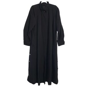 Sanyo Carol Cohen Black Wool Maxi Trench Coat Black Women's 6 VTG Quiet Luxury